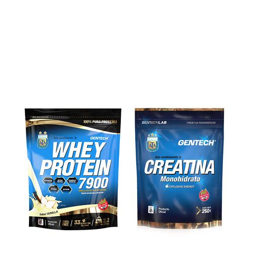 Suplemento Dietario Gentech Whey Protein sabor Vainilla x 1000 g + Suplemento Dietario Gentech Creatina Monohidrato en Polvo x 250 g