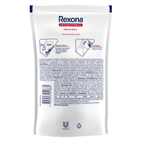 Jabón Líquido Antibacterial Rexona Original Repuesto x 220 ml