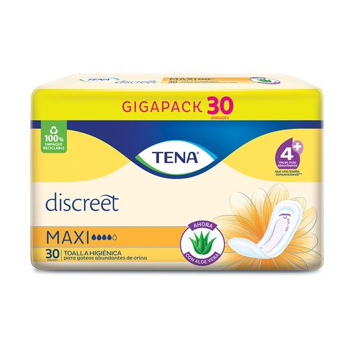 Toalla Tena Discreet Incontinencia Maxi Aloe x 30 un