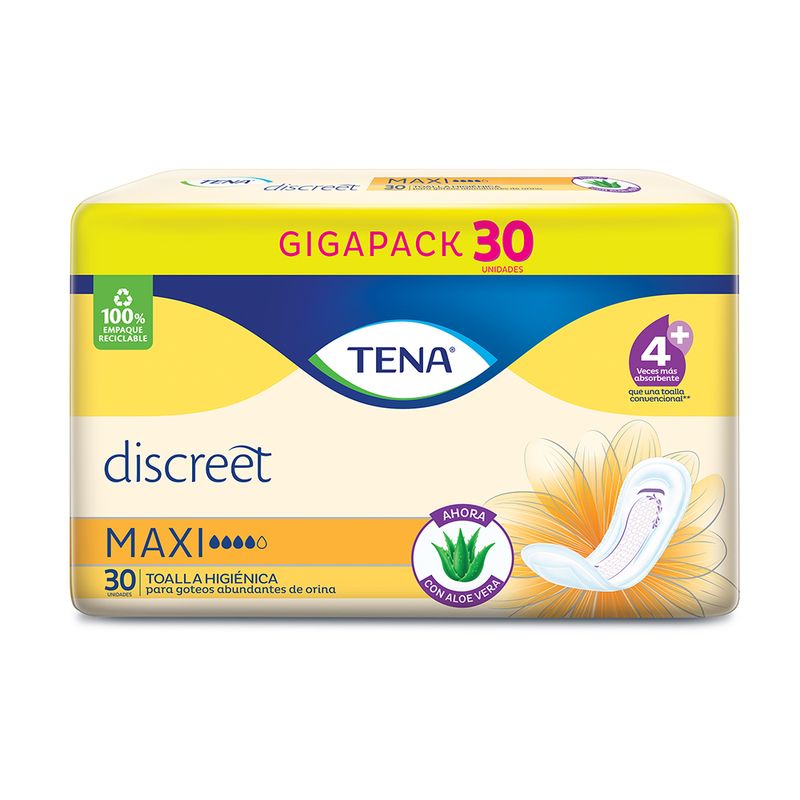 toalla-tena-discreet-incontinencia-maxi-aloe-x-30-un