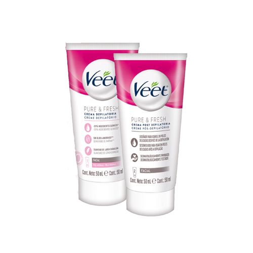 Crema Depilatoria Facial Veet Pure x 50 ml + Post Depilatoria x 50 ml