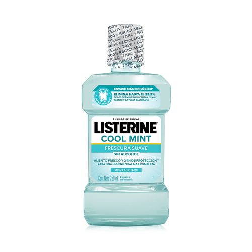 Enjuague Bucal Listerine Cool Mint Frescura Suave Sin Alcohol x 250 ml