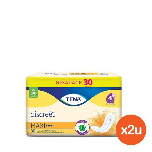 Toalla Tena Discreet Incontinencia Maxi Aloe x 30 un x 2 un