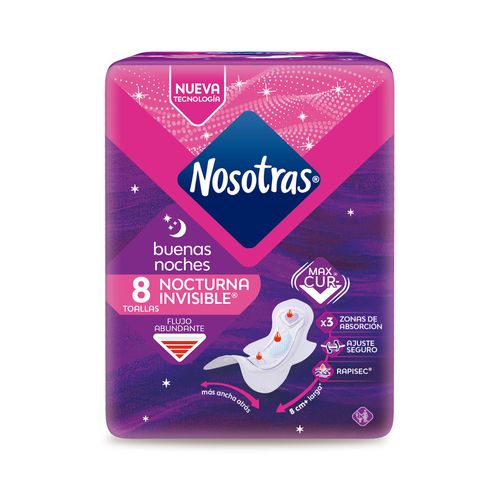 Toalla Nosotras Nocturna Invisible Max Cur x 8 un