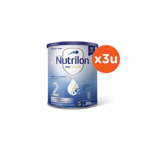 Leche Infantil en Polvo Nutrilon Profutura 2 de 6 a 12 Meses x 3 un de  800 g c/u