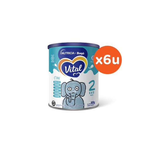 Leche Infantil en Polvo Vital 2 6 a 12 Meses x 6 un de 800 g c/u