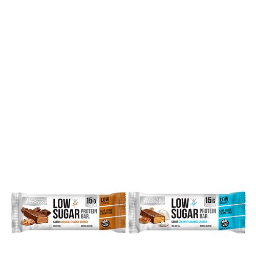 Combo Barra Proteína Pure Wellness Low Sugar Cookie + Coconut Caramel Crunch x 2 un