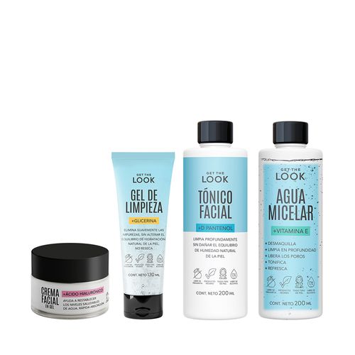 Combo Get the look Crema Facial + Gel Limpieza + Agua Micelar + Tónico