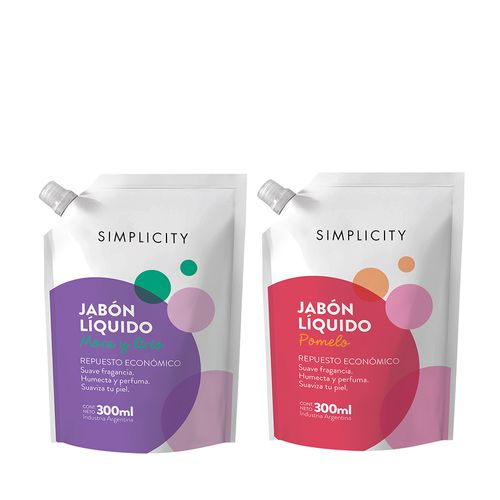 Combo Repuesto Jabón Líquido Simplicity 300 ml x 2 un