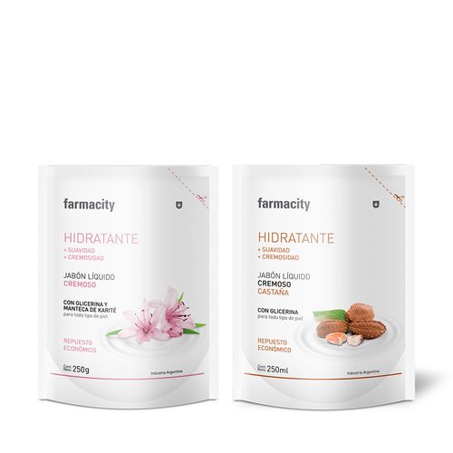 Combo Farmacity Repuesto Jabón Líquido Castaña + Original 250 ml c/u x 2 un