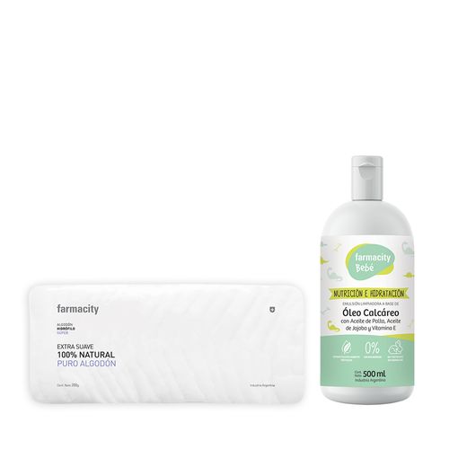 Óleo Calcáreo Farmacity Bebé Nutricion e Hidratacion Aceite de Palta x 500 ml + Algodón Farmacity Súper x 200 g