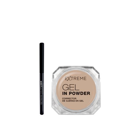 Combo Extreme Delineador Retráctil Black + Corrector Gel in Powder Medium