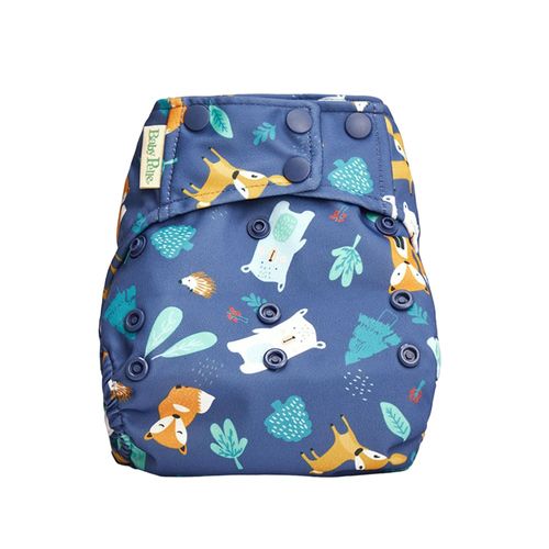 Pañal de Tela Baby Pelle con Broches Animales Azules Multitalle