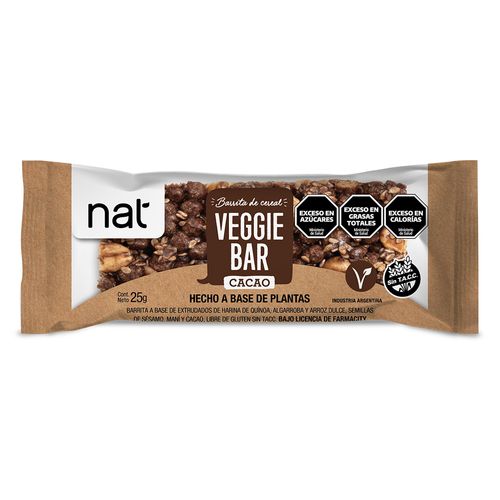 Barrita de Cereal Nat Veggie Bar sabor Cacao x 25 g