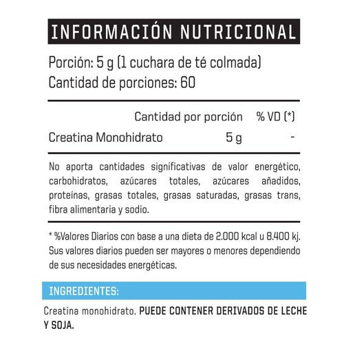 Suplemento Dietario Creatina Monohidrato en polvo x 300 gr