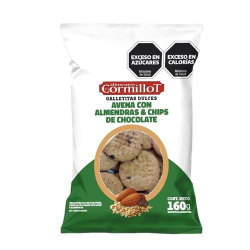 Galletas de Avena Cormillot con Almendra y Chips de Chocolate x 160 g