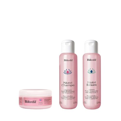 Combo Capilar Biferdi Nutrición y Reparación Shampoo x 400 ml + Bálsamo x 400 ml + Máscara x 150 ml