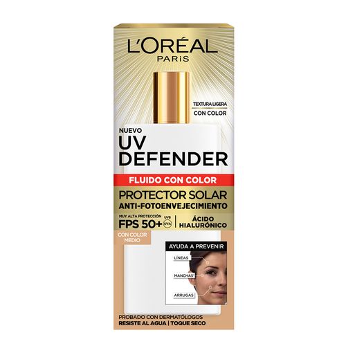 Protector Solar L'Oréal Paris UV Defender Fluido Tono Medio FPS50+ x 40 g