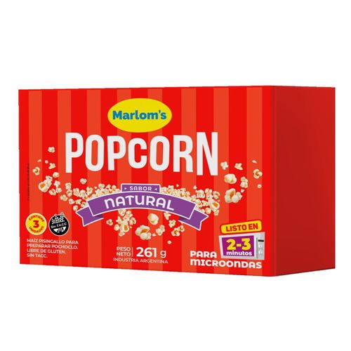 Pochoclos Marlom´s Pop Corn Natural para Microondas x 261 g