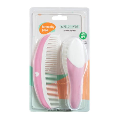 Set Cepillo y Peine para Bebés Farmacity Rosa