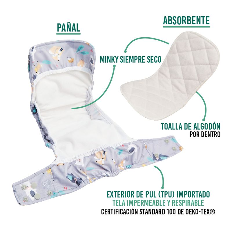 panal-de-tela-baby-pelle-con-broches-animales-grises-multitalle