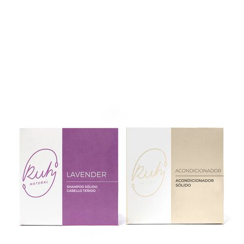 Combo Ruh Shampoo Sólido Cabello Teñido Natural Lavender x 65 g + Acondicionador Sólido x 45 g