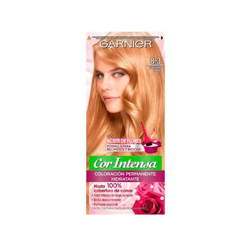 Kit Coloración Permanente Garnier Cor Intensa 8.3 Rubio Claro Dorado x 45 g