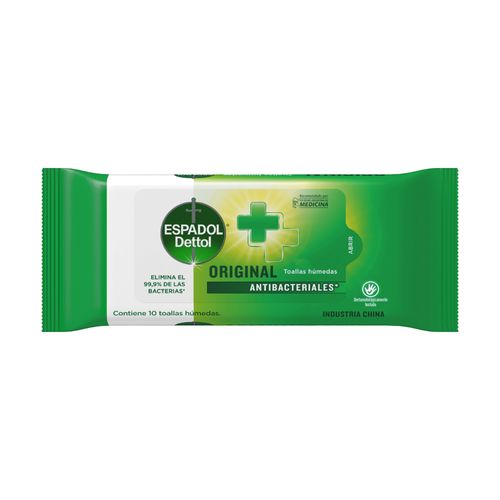 Toallas Húmedas Espadol Dettol Antibacterial  x 10 un