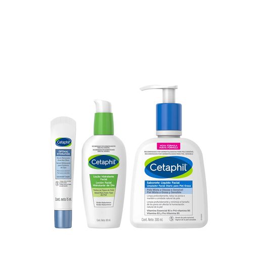 Combo Cetaphil Piel Grasa: Loción Limpieza + Sérum Ojos + Loción Hidratante Día