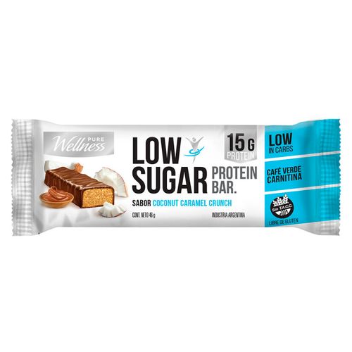 Barra Protéica Pure Wellness Low Sugar Coconut Caramel Crunch x 45 g