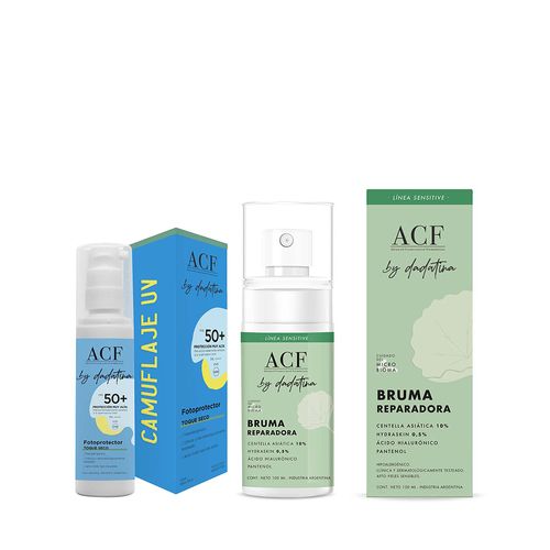 Combo ACF By Dadatina Fotoprotector Camuflaje Toque Seco SPF 50 x 50 g + Bruma Facial Reparadora x 100 ml