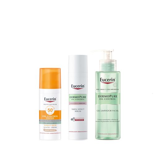 Combo Eucerin DermoPure Oil Control + Proteccion Solar Toque Seco SPF 50 Tono Medio