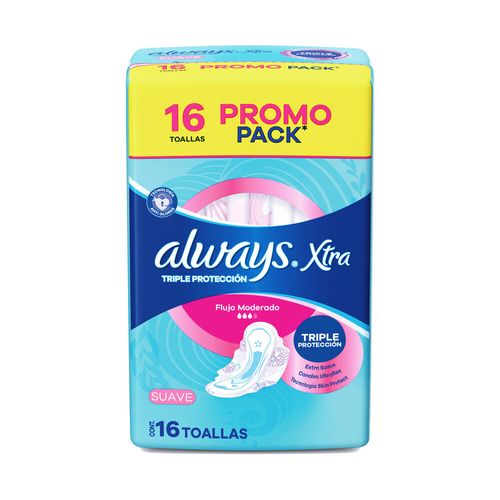 Toallas Always Xtra Triple Protección Suave 16 un