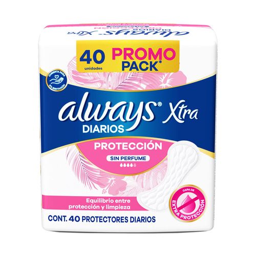 Protectores Diarios Always Xtra Sin Perfume 40 un