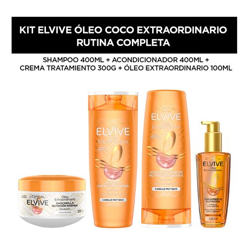 Kit Elvive Óleo Coco Rutina Completa+ Óleo Extraordinario Nutrición