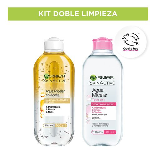 Kit Doble Limpieza Facial: Agua Micelar Bifásica y Agua Micelar Todo en 1