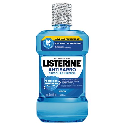 Enguaje Bucal Listerine Antisarro Frescura Intensa x 500 ml