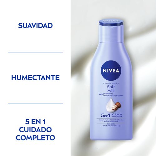 Crema Corporal Nivea Soft Milk 5 en 1 Suavidad y Humectación Profunda Piel Seca x 125 ml