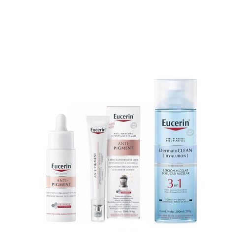 Combo Eucerin Loción Micelar x 200 ml + Contorno de Ojos Anti-Pigment Anti-Ojeras x 15 ml + Sérum Facial Anti-Pigment x 30 ml