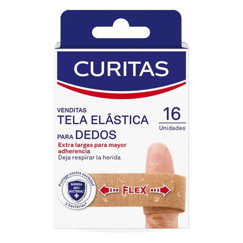 Apósitos Adhesivos Curitas Tela Elástica para Dedos  x 16 un