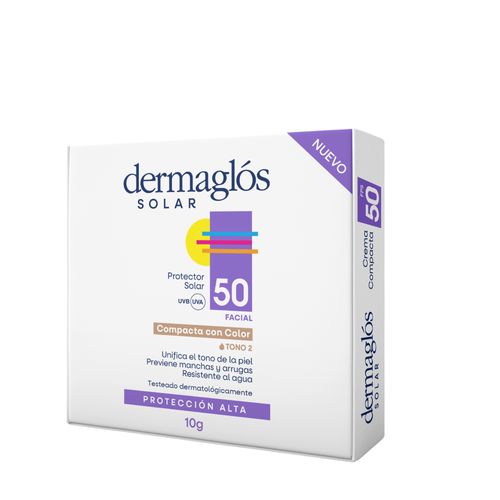 Protector Solar Dermaglós Facial Crema Compacta FPS 50 Tono 2 x 10g