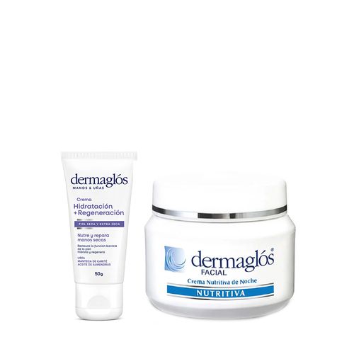 Combo Dermaglós Crema Manos Hidratación + Regeneración x 50 g + Crema Facial Nutritiva de Noche x 70 g