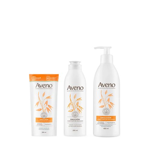 Combo Aveno Emulsión Hidratante Corporal x 400 ml + Emulsión Humectante Corporal x 250 ml + Emulsión Repuesto x 250 ml