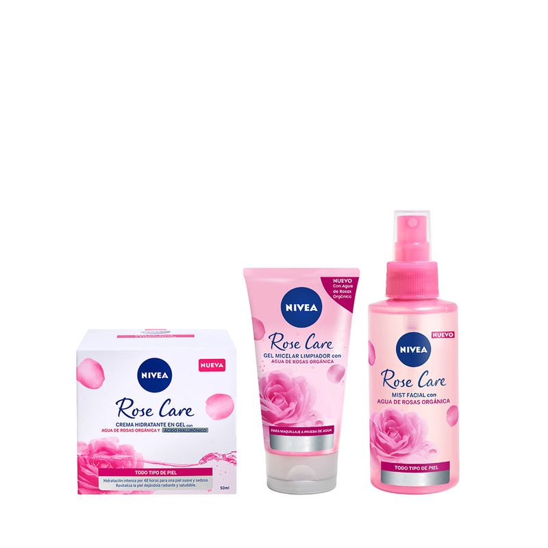 combo-facial-nivea-rose-care-mist-refrescante-en-spray-gel-limpiador-crema-hidratante-en-gel