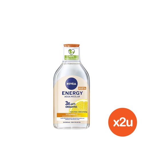 Combo Agua Micelar Nivea Energy Vitamina C para Todo Tipo de Piel x 400 ml x 2 un