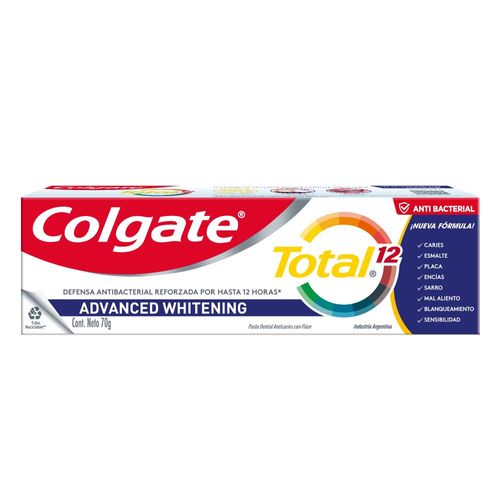 Pasta Dental Colgate Total 12 Limpieza Profunda Blanqueadora Reciclable x 70 g