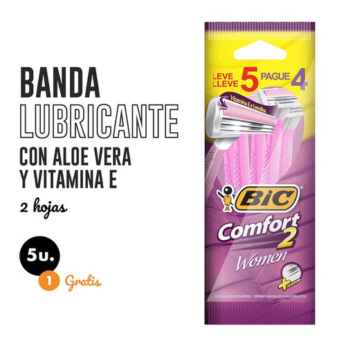 Máquina para Afeitar Bic Comfort Women x 5 un