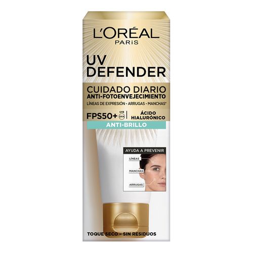 Protector Solar L'Oréal Paris UV Defender FPS50+ Anti Brillo sin Color x 40 g