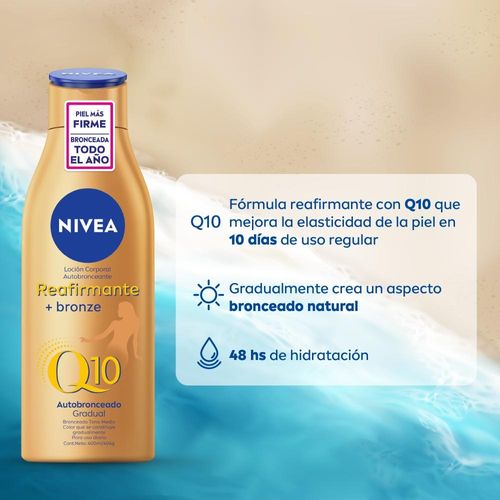 Loción Corporal Autobronceante + Reafirmante Nivea Q10 para Uso Diario x 400 ml