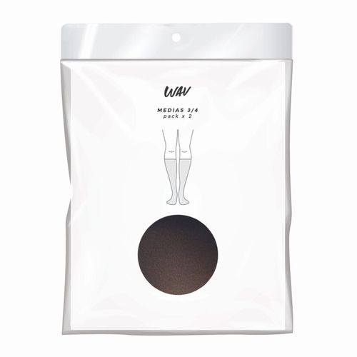 Media 3/4 Lycra Wav Negro Talle Único x 2 un